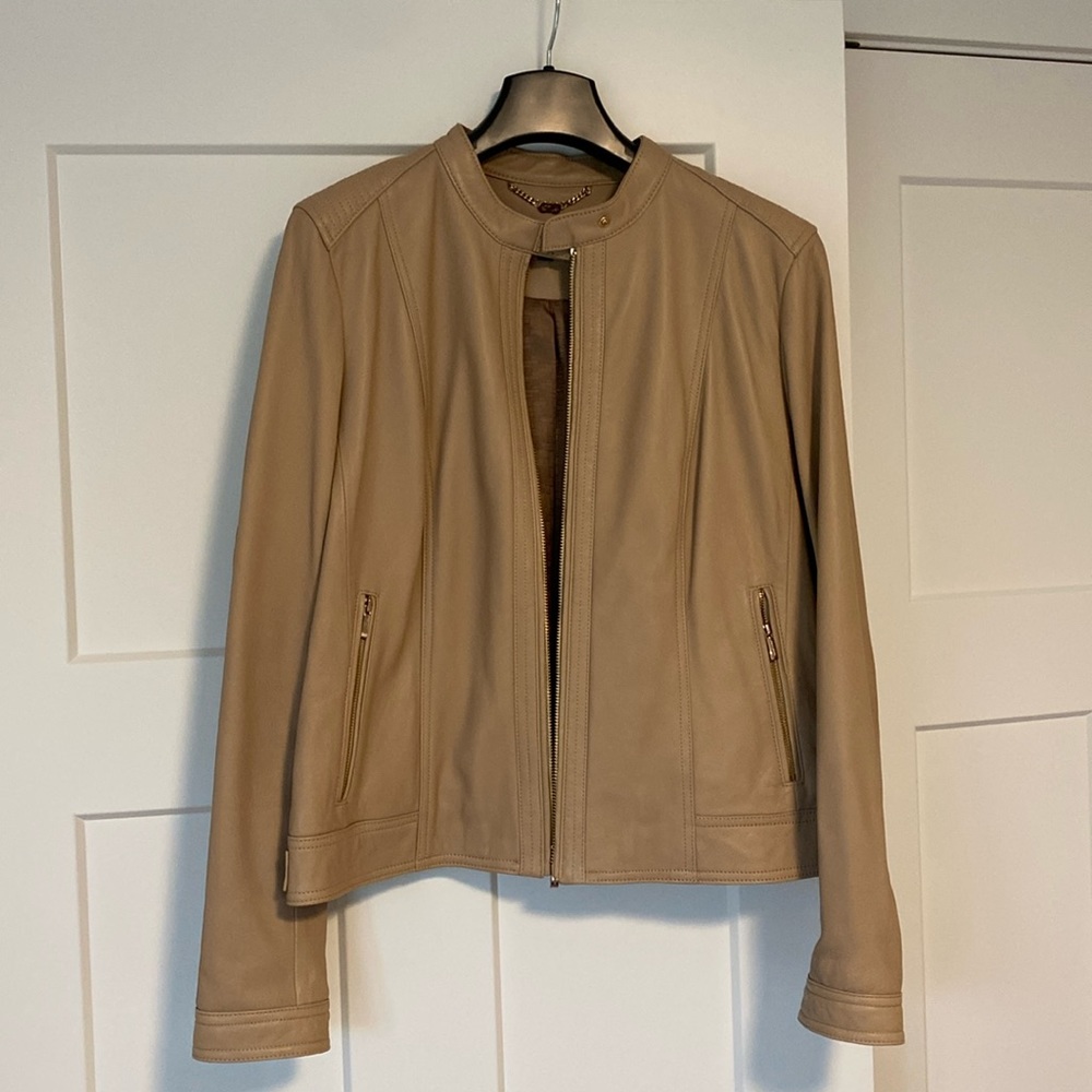 Cole Haan tan lambskin jacket